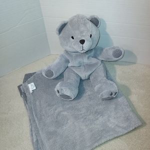 Thirty-One Plush 12" Gray Bear Stuffed  with Blanket
